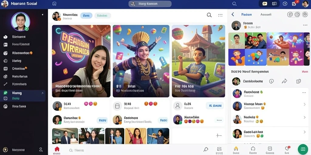 Fitur sosial memungkinkan interaksi antar pemain.