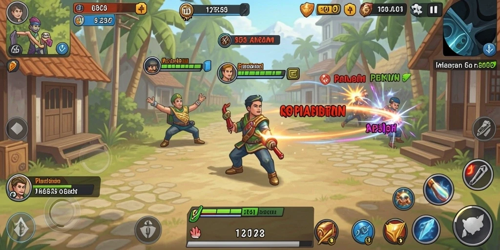 Screenshot memperlihatkan pertarungan seru antara pemain dalam mode multiplayer.